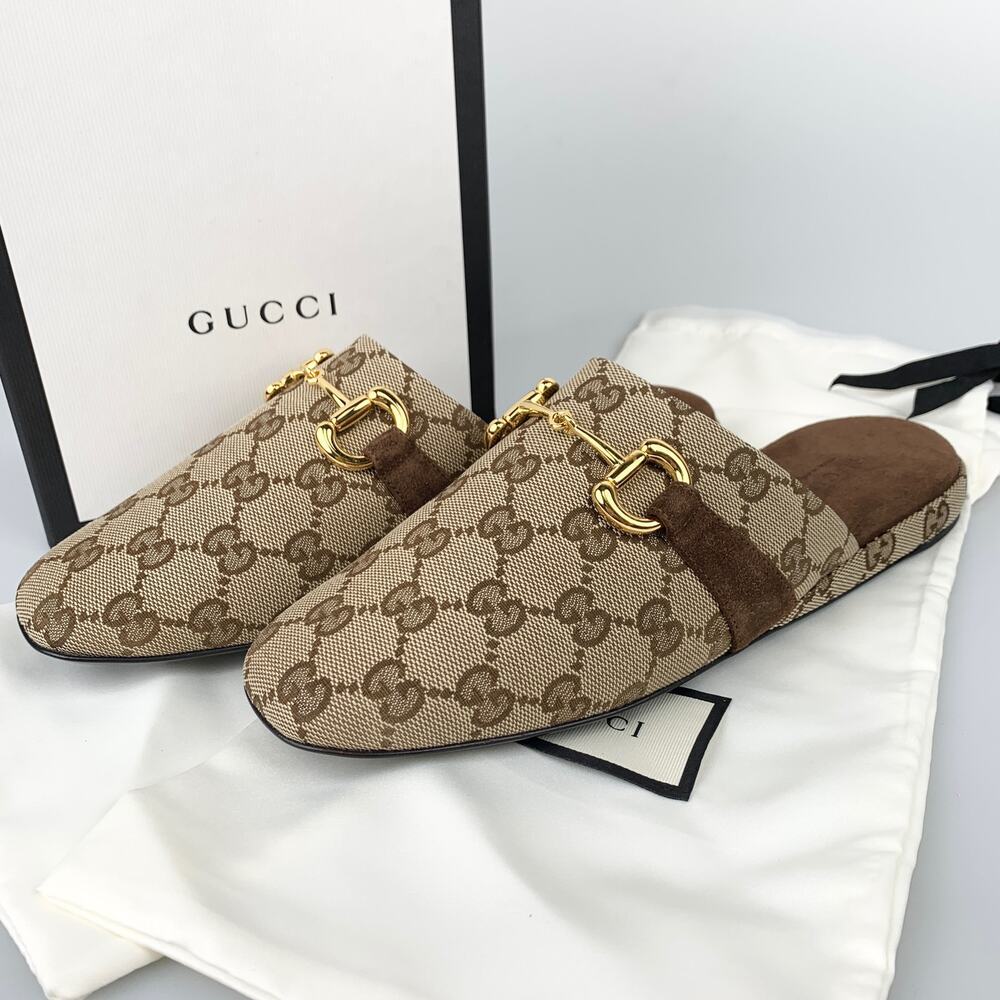 NIB Gucci monogram print slippers Size 38.5